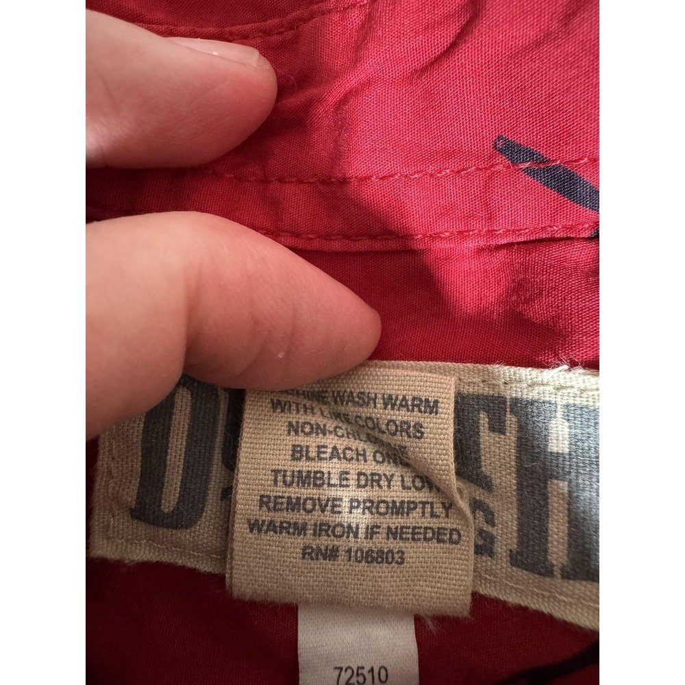 Duluth Trading Co Shirt Mens Medium Red Short Sleeve Button Up BBQ Utensil Print - Picture 3 of 10